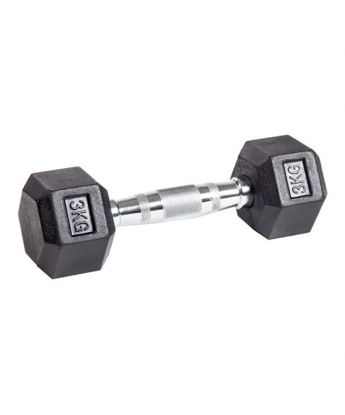 Гантель гексагональная обрезиненная PROFI-FIT  3 кг