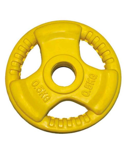 Диск обрезиненный (три хвата, цветной) D26 мм PROFI-FIT 0,5 кг