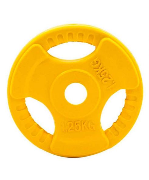 Диск обрезиненный (три хвата, цветной) D26 мм PROFI-FIT  1,25 кг