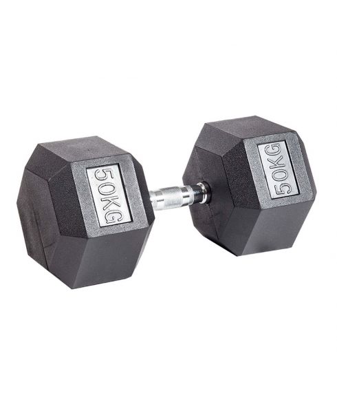 Гантель гексагональная обрезиненная PROFI-FIT 50 кг